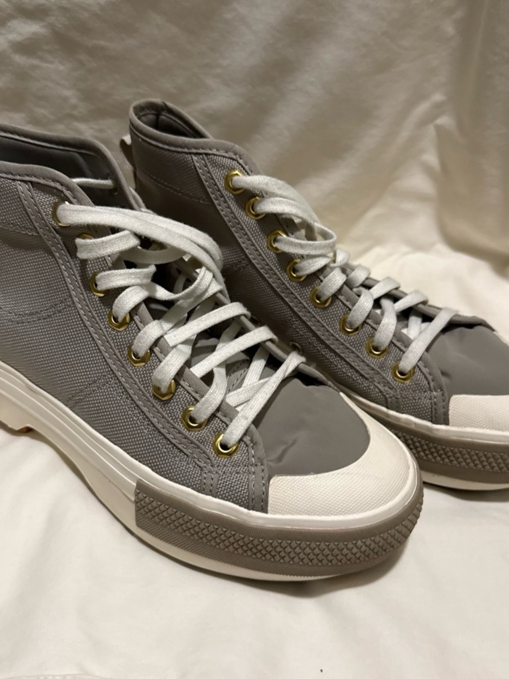 Adidas Nizza Platform Gray High-Top Canvas Sneakers